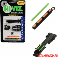 Светящаяся мушка и целик для оружия HIVIZ TomBuster II на планку 6-10 мм