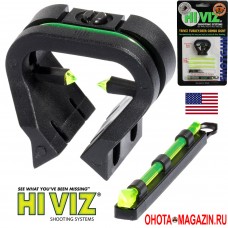 Светящаяся мушка с регулируемым целиком HIVIZ TriViz для планки оружия 6-10 мм
