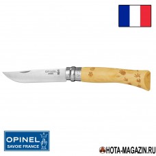 Складной нож с узором следов Opinel Nature 7VRI (ручка самшит)