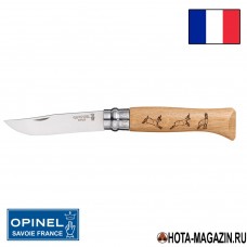 Складной нож с рисунком косули Opinel Animalia 8VRI (ручка дуб)
